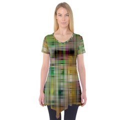 Woven Colorful Abstract Background Of A Tight Weave Pattern Short Sleeve Tunic  by Nexatart