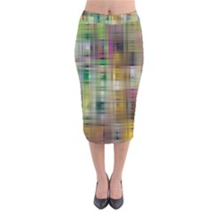 Woven Colorful Abstract Background Of A Tight Weave Pattern Velvet Midi Pencil Skirt by Nexatart