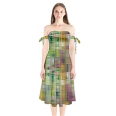 Woven Colorful Abstract Background Of A Tight Weave Pattern Shoulder Tie Bardot Midi Dress by Nexatart