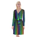 Digitally Created Halftone Dots Abstract Long Sleeve Velvet Front Wrap Dress View1