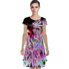 Fractal Fireworks Display Pattern Cap Sleeve Nightdress by Nexatart