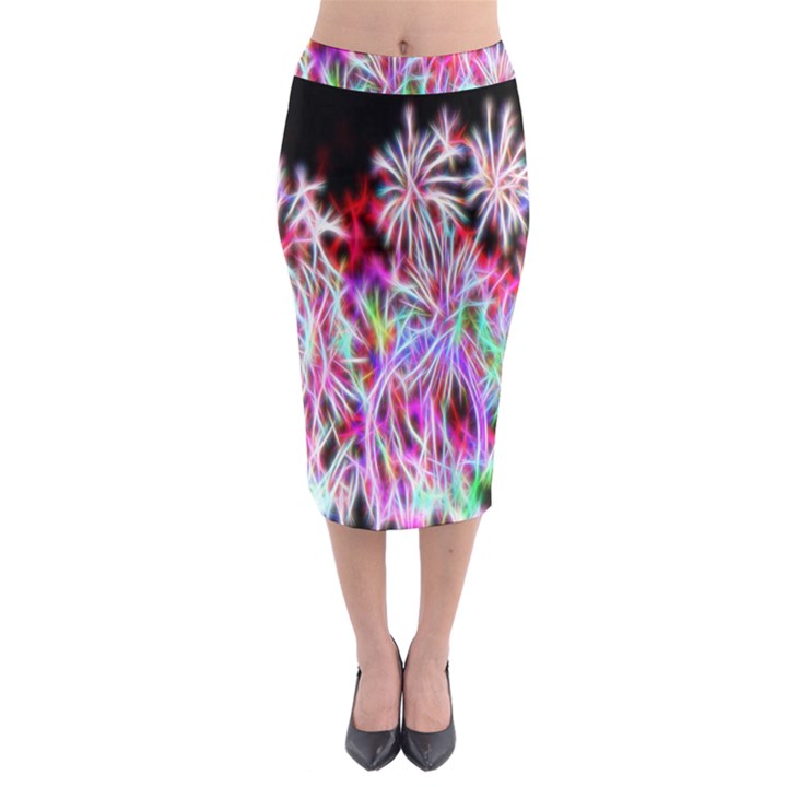 Fractal Fireworks Display Pattern Midi Pencil Skirt