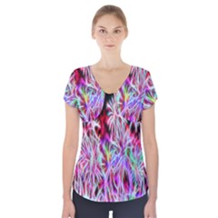 Fractal Fireworks Display Pattern Short Sleeve Front Detail Top by Nexatart