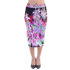 Fractal Fireworks Display Pattern Velvet Midi Pencil Skirt by Nexatart