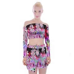 Fractal Fireworks Display Pattern Off Shoulder Top With Skirt Set by Nexatart