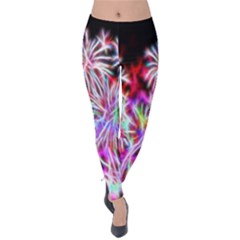 Fractal Fireworks Display Pattern Velvet Leggings by Nexatart