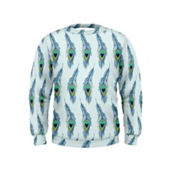 Background Of Beautiful Peacock Feathers Kids  Sweatshirt by Nexatart