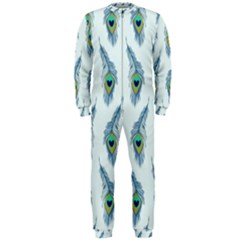 Background Of Beautiful Peacock Feathers Onepiece Jumpsuit (men)  by Nexatart