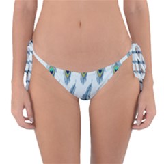 Background Of Beautiful Peacock Feathers Reversible Bikini Bottom