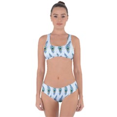 Background Of Beautiful Peacock Feathers Criss Cross Bikini Set