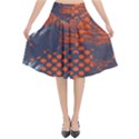 Dark Blue Red And White Messy Background Flared Midi Skirt View1