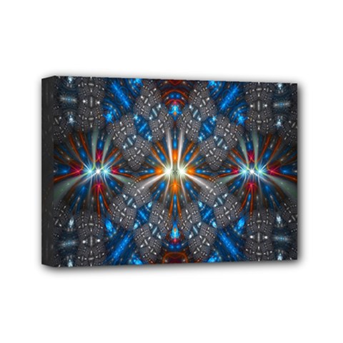 Fancy Fractal Pattern Background Accented With Pretty Colors Mini Canvas 7  X 5  by Nexatart