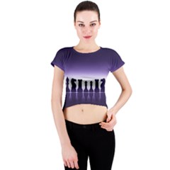 Chess Pieces Crew Neck Crop Top