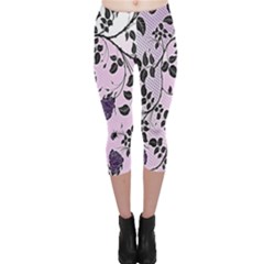 Floral Pattern Background Capri Leggings  by Nexatart