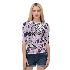 Floral Pattern Background Quarter Sleeve Tee