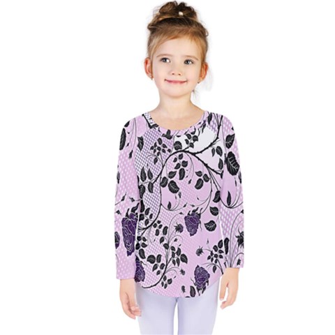 Floral Pattern Background Kids  Long Sleeve Tee by Nexatart