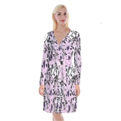 Floral Pattern Background Long Sleeve Velvet Front Wrap Dress by Nexatart