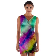 Colorful Abstract Paint Splats Background Wrap Front Bodycon Dress by Nexatart