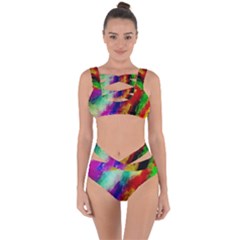 Colorful Abstract Paint Splats Background Bandaged Up Bikini Set 