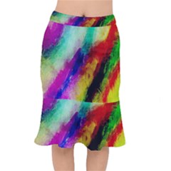 Colorful Abstract Paint Splats Background Mermaid Skirt by Nexatart