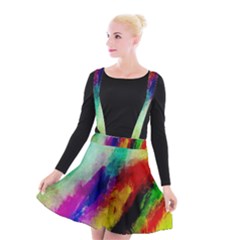 Colorful Abstract Paint Splats Background Suspender Skater Skirt