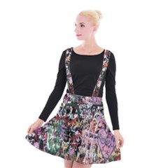 Graffiti Wall Pattern Background Suspender Skater Skirt by Nexatart