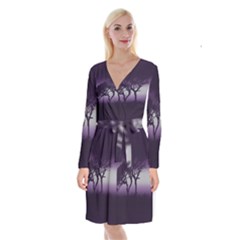 Sunset Long Sleeve Velvet Front Wrap Dress by Valentinaart