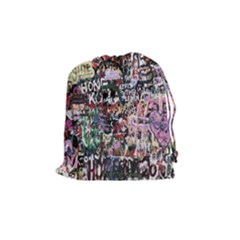 Graffiti Wall Pattern Background Drawstring Pouches (medium) 