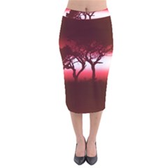 Sunset Velvet Midi Pencil Skirt by Valentinaart