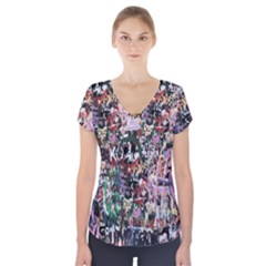 Graffiti Wall Pattern Background Short Sleeve Front Detail Top by Nexatart