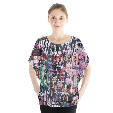 Graffiti Wall Pattern Background Blouse by Nexatart