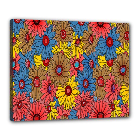 Background With Multi Color Floral Pattern Canvas 20  X 16  by Nexatart