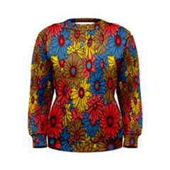 Background With Multi Color Floral Pattern Women s Sweatshirt by Nexatart