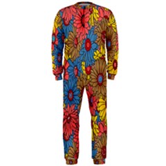 Background With Multi Color Floral Pattern Onepiece Jumpsuit (men)  by Nexatart