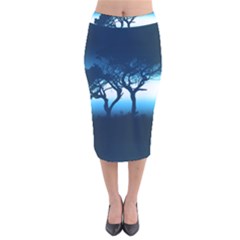 Sunset Velvet Midi Pencil Skirt by Valentinaart