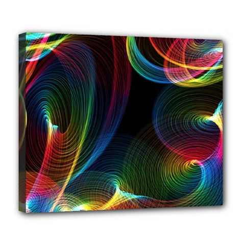 Abstract Rainbow Twirls Deluxe Canvas 24  X 20  