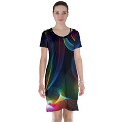 Abstract Rainbow Twirls Short Sleeve Nightdress by Nexatart