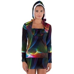 Abstract Rainbow Twirls Women s Long Sleeve Hooded T-shirt by Nexatart