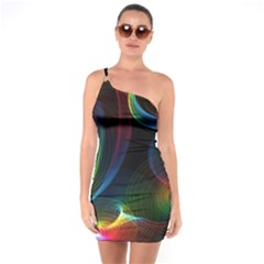 Abstract Rainbow Twirls One Soulder Bodycon Dress