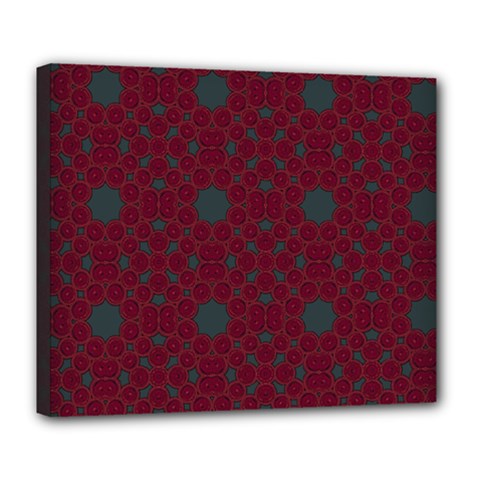 Blue Hot Pink Pattern With Woody Circles Deluxe Canvas 24  X 20   by Nexatart