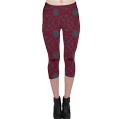 Blue Hot Pink Pattern With Woody Circles Capri Leggings  by Nexatart