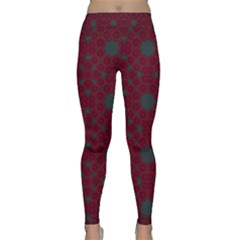 Blue Hot Pink Pattern With Woody Circles Classic Yoga Leggings by Nexatart