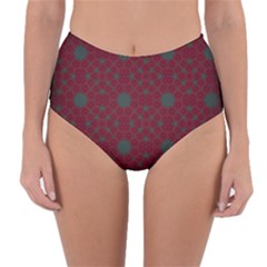 Blue Hot Pink Pattern With Woody Circles Reversible High-waist Bikini Bottoms by Nexatart