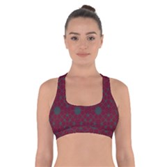 Blue Hot Pink Pattern With Woody Circles Cross Back Sports Bra