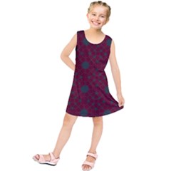 Blue Hot Pink Pattern With Woody Circles Kids  Tunic Dress