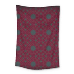 Blue Hot Pink Pattern With Woody Circles Small Tapestry by Nexatart