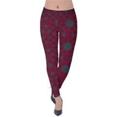 Blue Hot Pink Pattern With Woody Circles Velvet Leggings by Nexatart