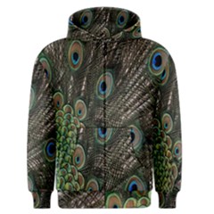 Close Up Of Peacock Feathers Men s Zipper Hoodie by Nexatart