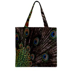 Close Up Of Peacock Feathers Zipper Grocery Tote Bag by Nexatart