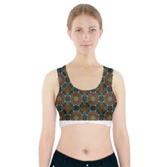 Seamless Abstract Peacock Feathers Abstract Pattern Sports Bra With Pocket